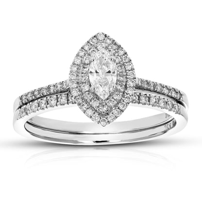 Marquise Halo Diamond Bridal Set