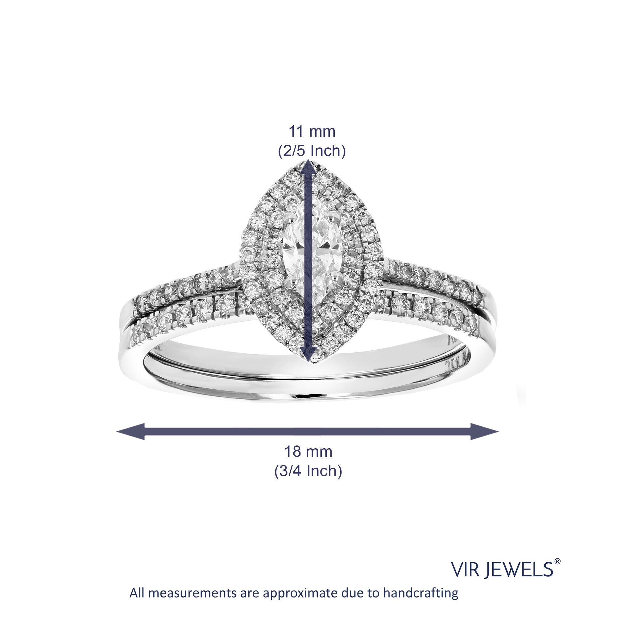 Marquise Halo Composite Diamond Bridal Set