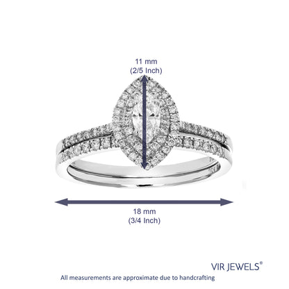 Marquise Halo Diamond Bridal Set