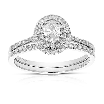 Oval Halo Diamond Bridal Set