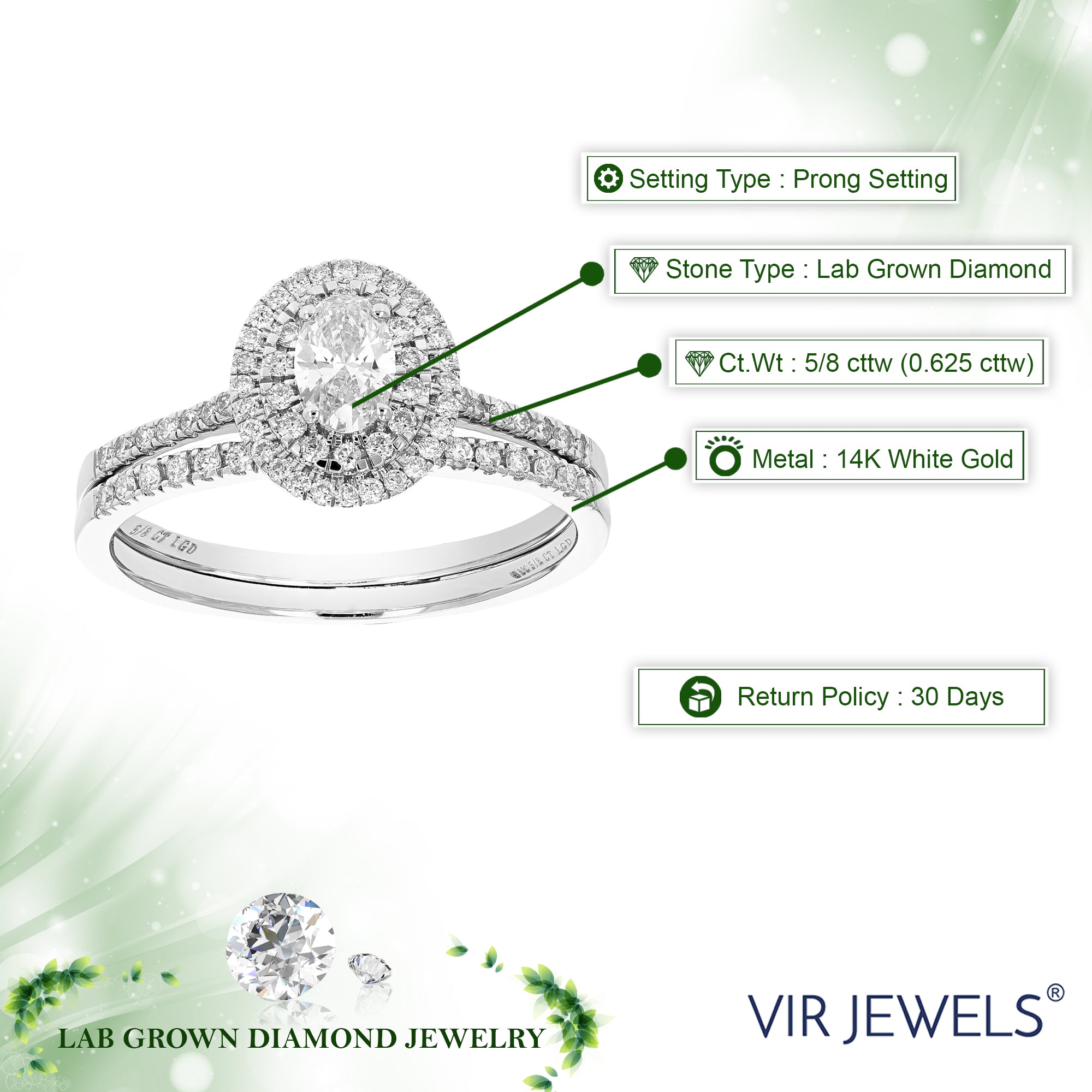 Oval Halo Diamond Bridal Set