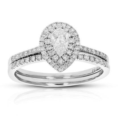 Pear Halo Diamond Bridal Set