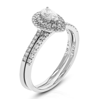 Pear Halo Diamond Bridal Set