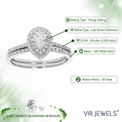 Pear Halo Diamond Bridal Set