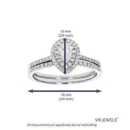 Pear Halo Diamond Bridal Set