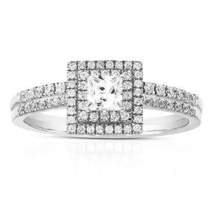 Princess Halo Diamond Bridal Set