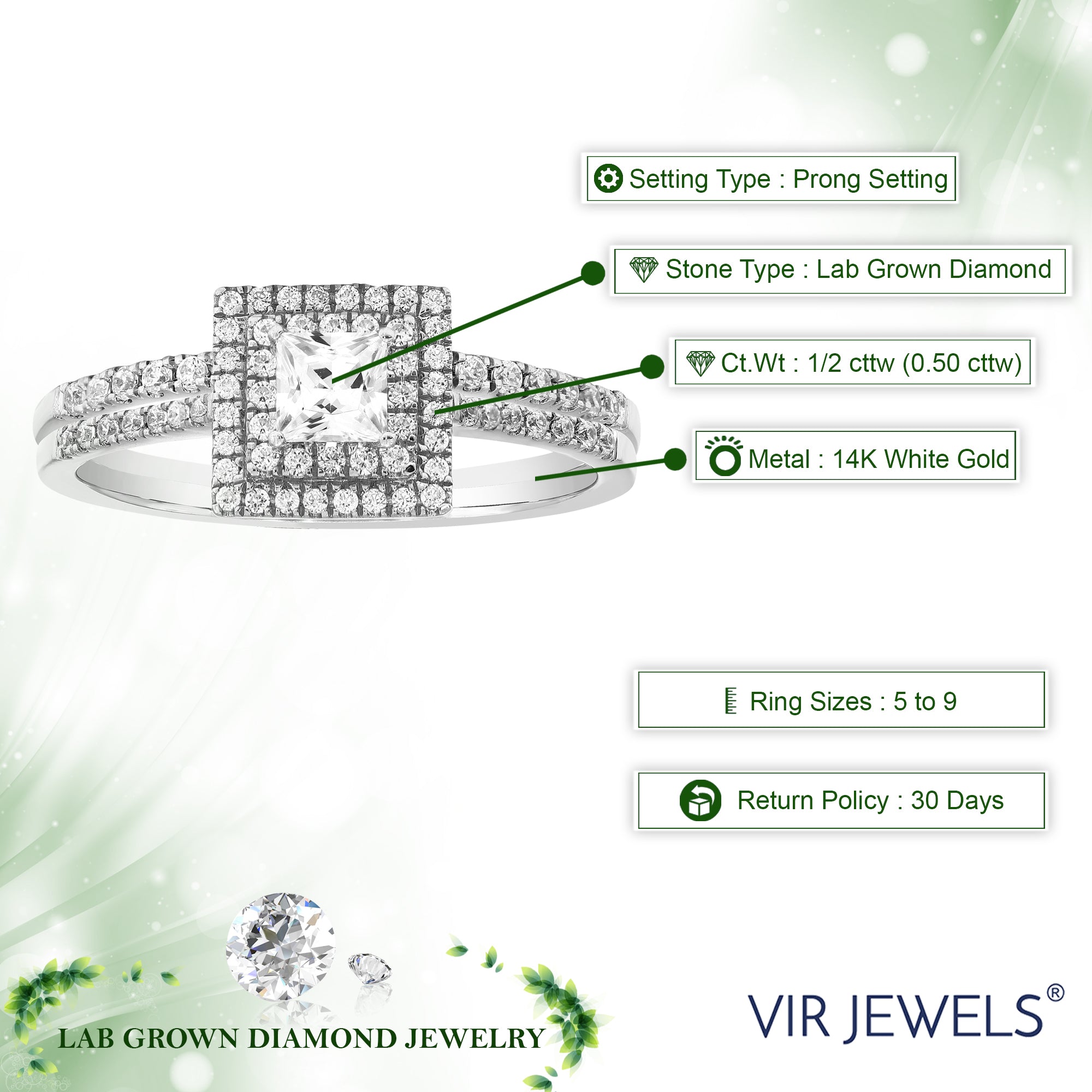 Princess Halo Diamond Bridal Set