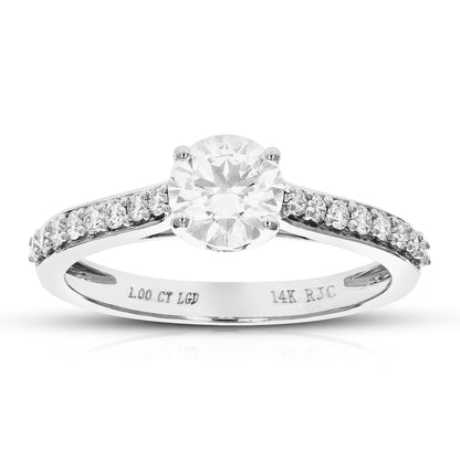 Pave Diamond Halo Engagement Ring