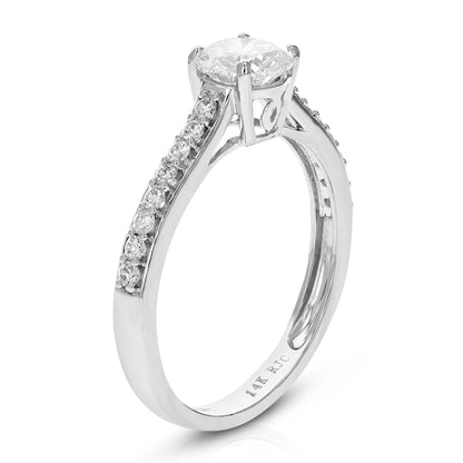 Pave Diamond Halo Engagement Ring