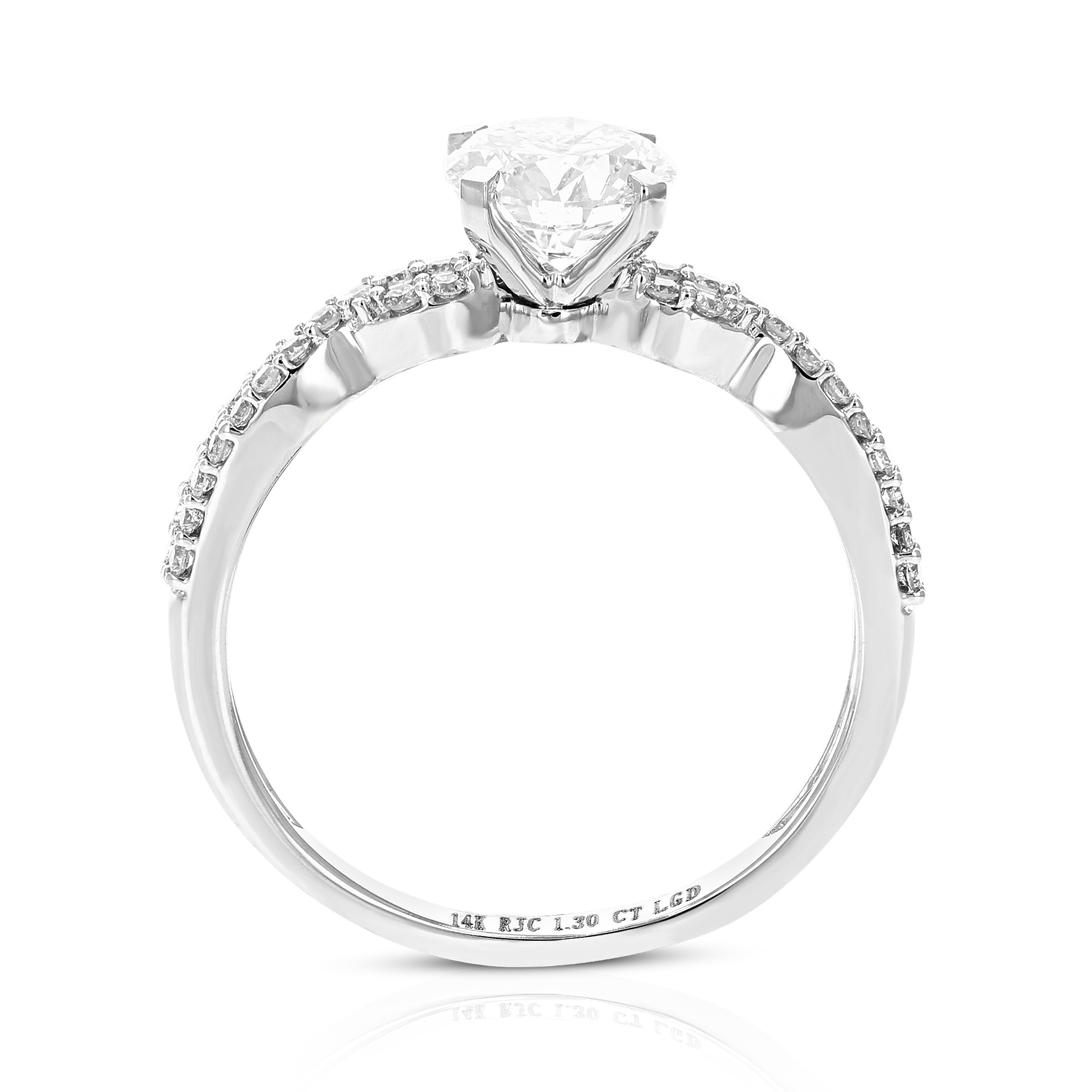 1.30 cttw Wedding Engagement Ring for Women, Round Lab Grown Engagement Ring in 14K White Gold, Prong Set