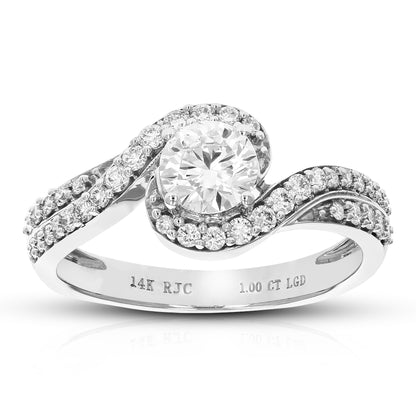 Swirl Rollover Diamond Engagement Ring