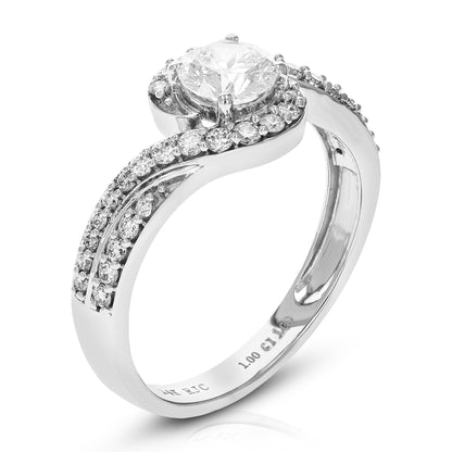 Swirl Rollover Diamond Engagement Ring