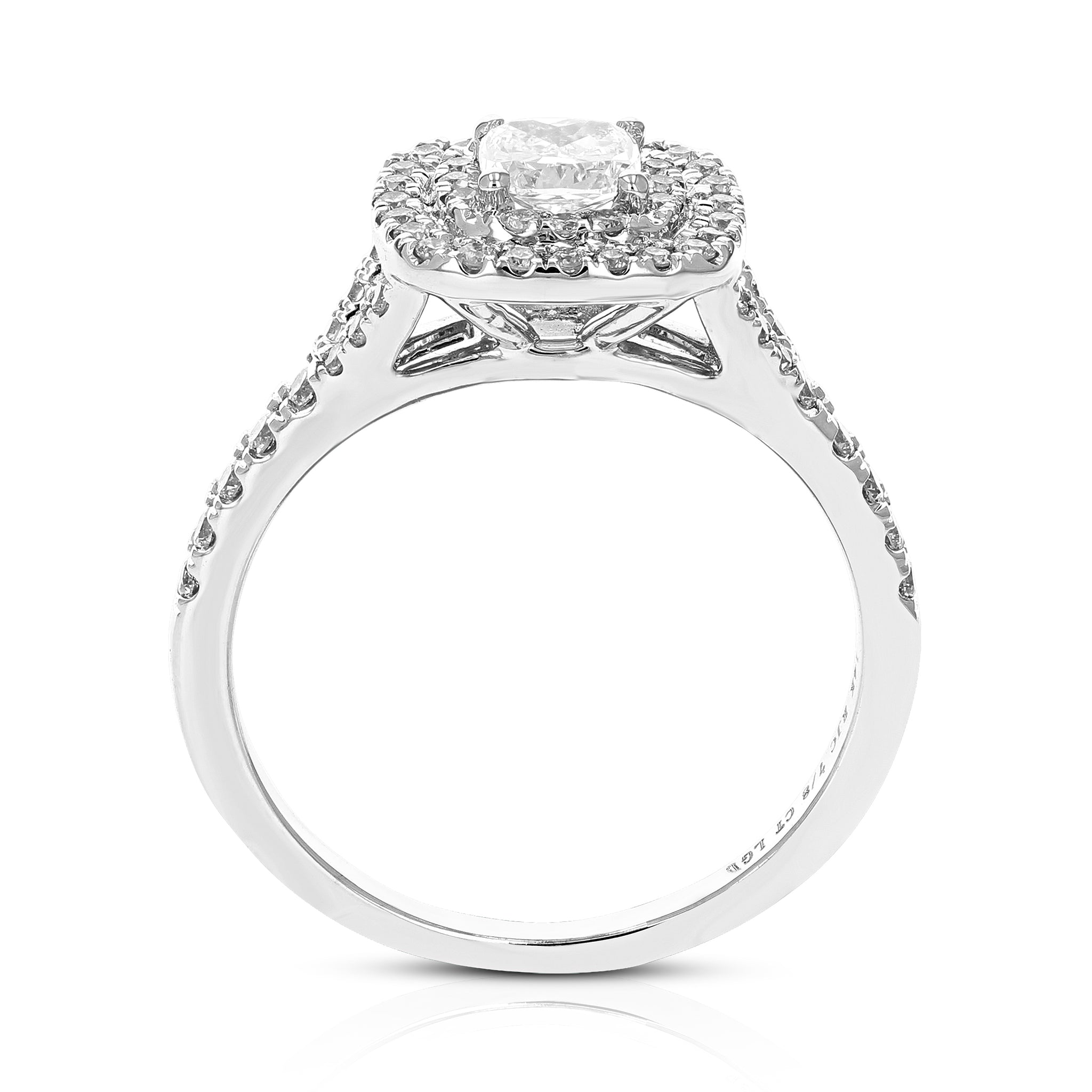 READY TO SHIP: Florentina ring in 14K white gold, lab grown diamond emerald  cut 7x4* mm, accents lab grown diamonds, AVAILABLE RING SIZES: 6-8US