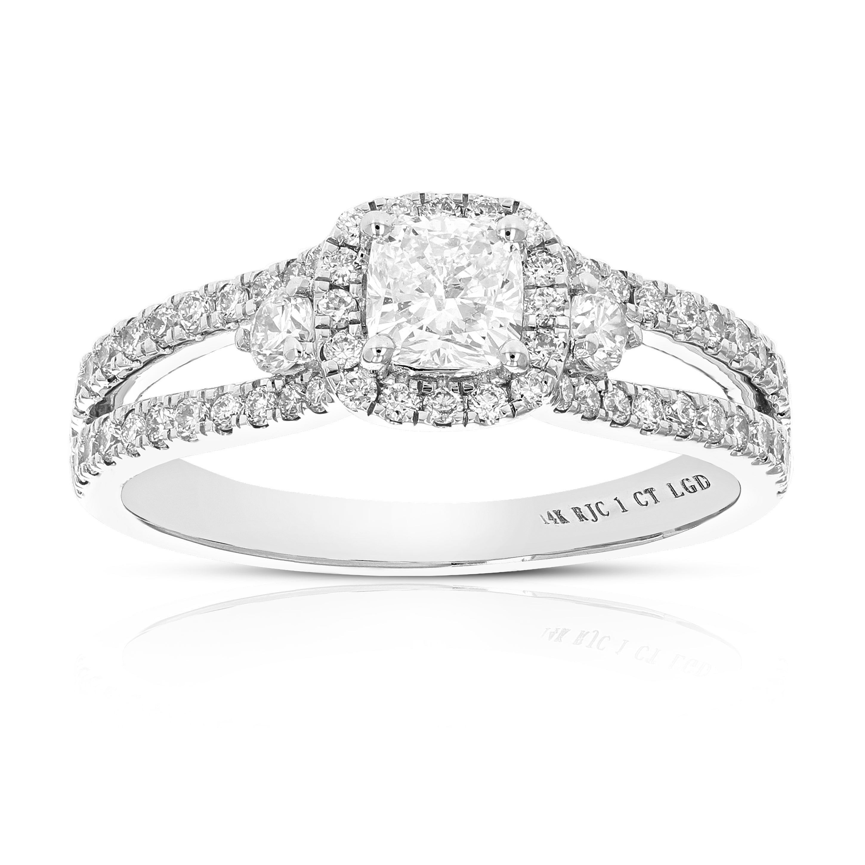 Three Stone Spilt Engagement Ring