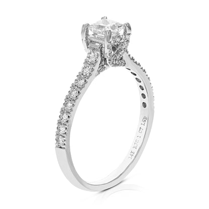 1 cttw Wedding Engagement Ring for Women, Round Lab Grown Diamond Ring in 14K White Gold, Prong Setting