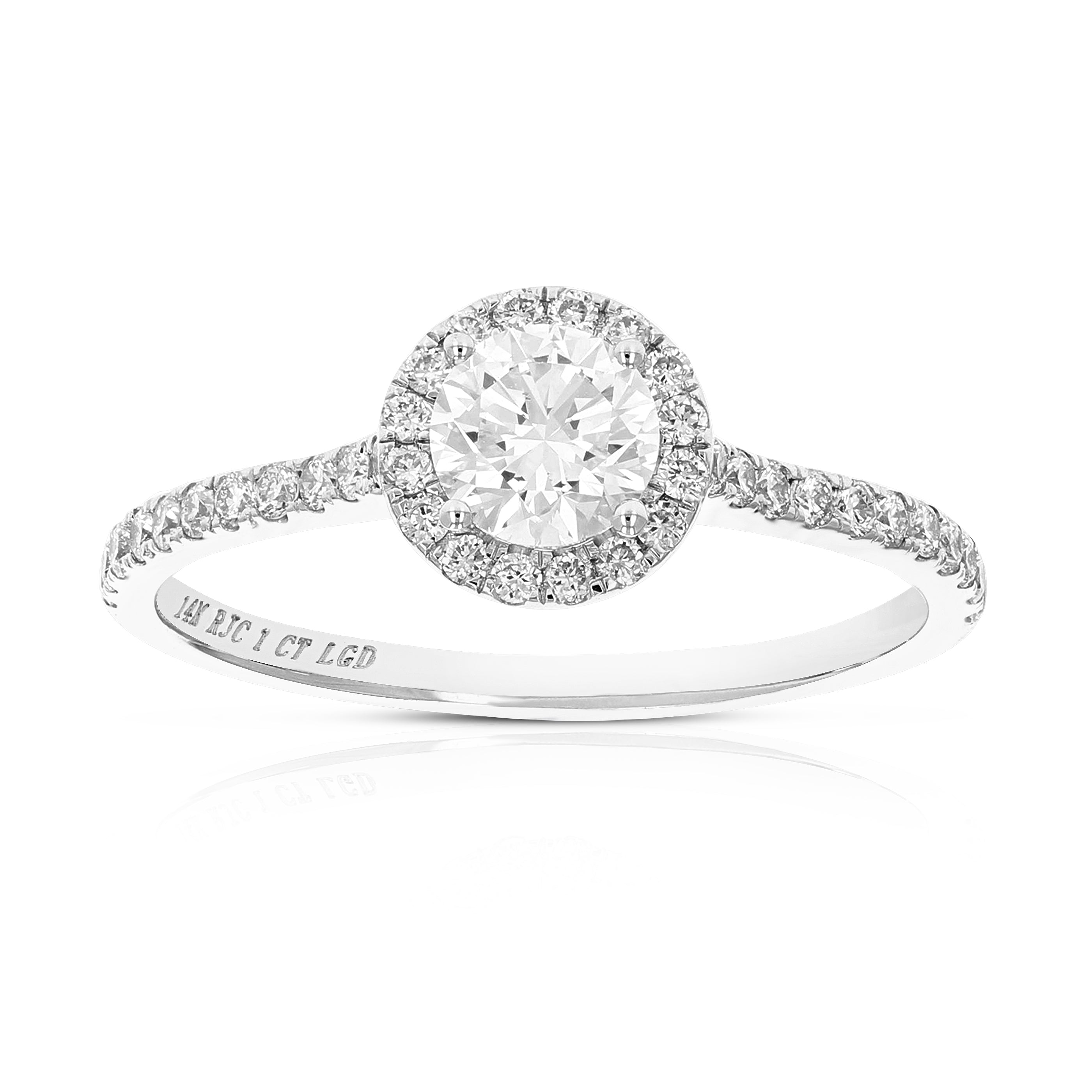 1 cttw Wedding Engagement Ring for Women, Round Lab Grown Diamond Ring in 14K White Gold, Prong Setting