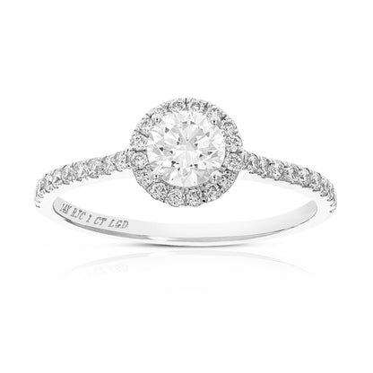 1 cttw Wedding Engagement Ring for Women, Round Lab Grown Diamond Ring in 14K White Gold, Prong Setting