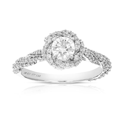 1 cttw Wedding Engagement Ring for Women, Round Lab Grown Diamond Ring in 14K White Gold, Prong Setting