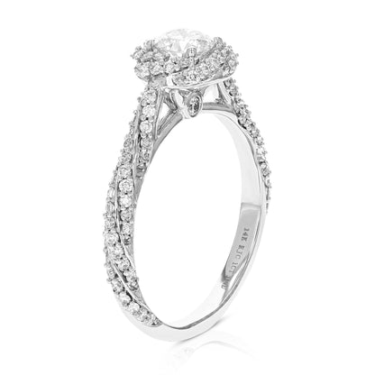 1 cttw Wedding Engagement Ring for Women, Round Lab Grown Diamond Ring in 14K White Gold, Prong Setting