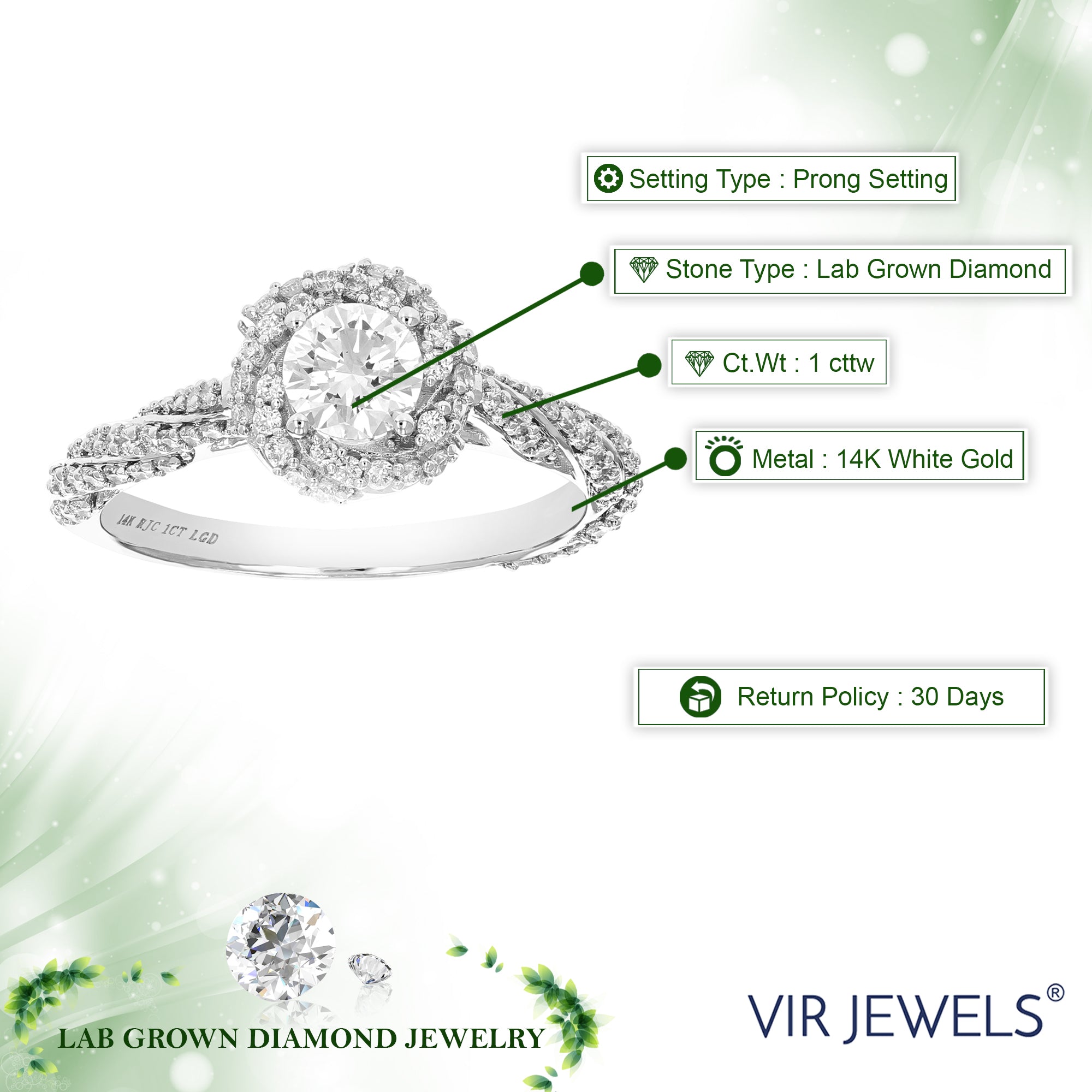 Flower Composite Diamond Solitaire Ring