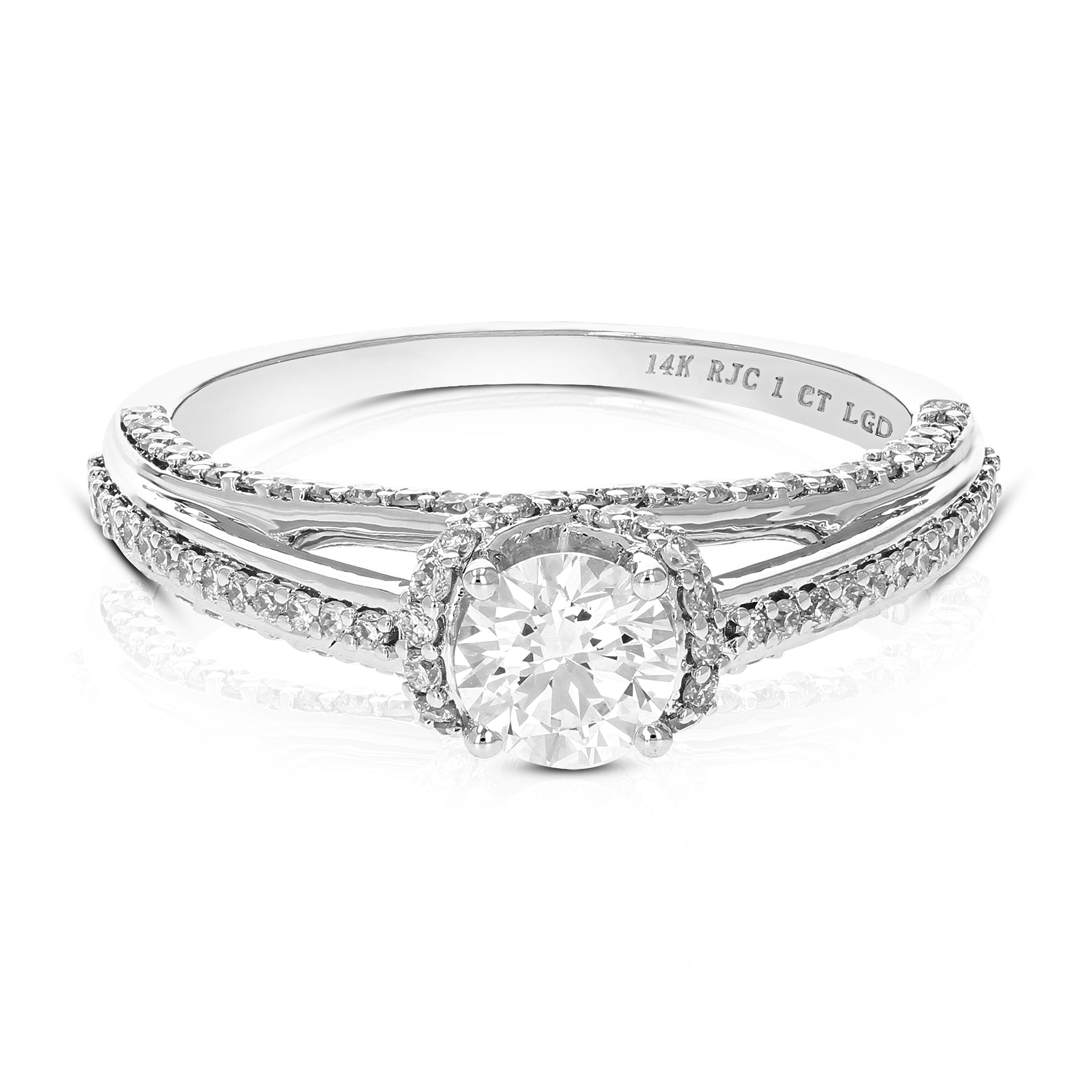 Round Split Shank Diamond Engagement Ring