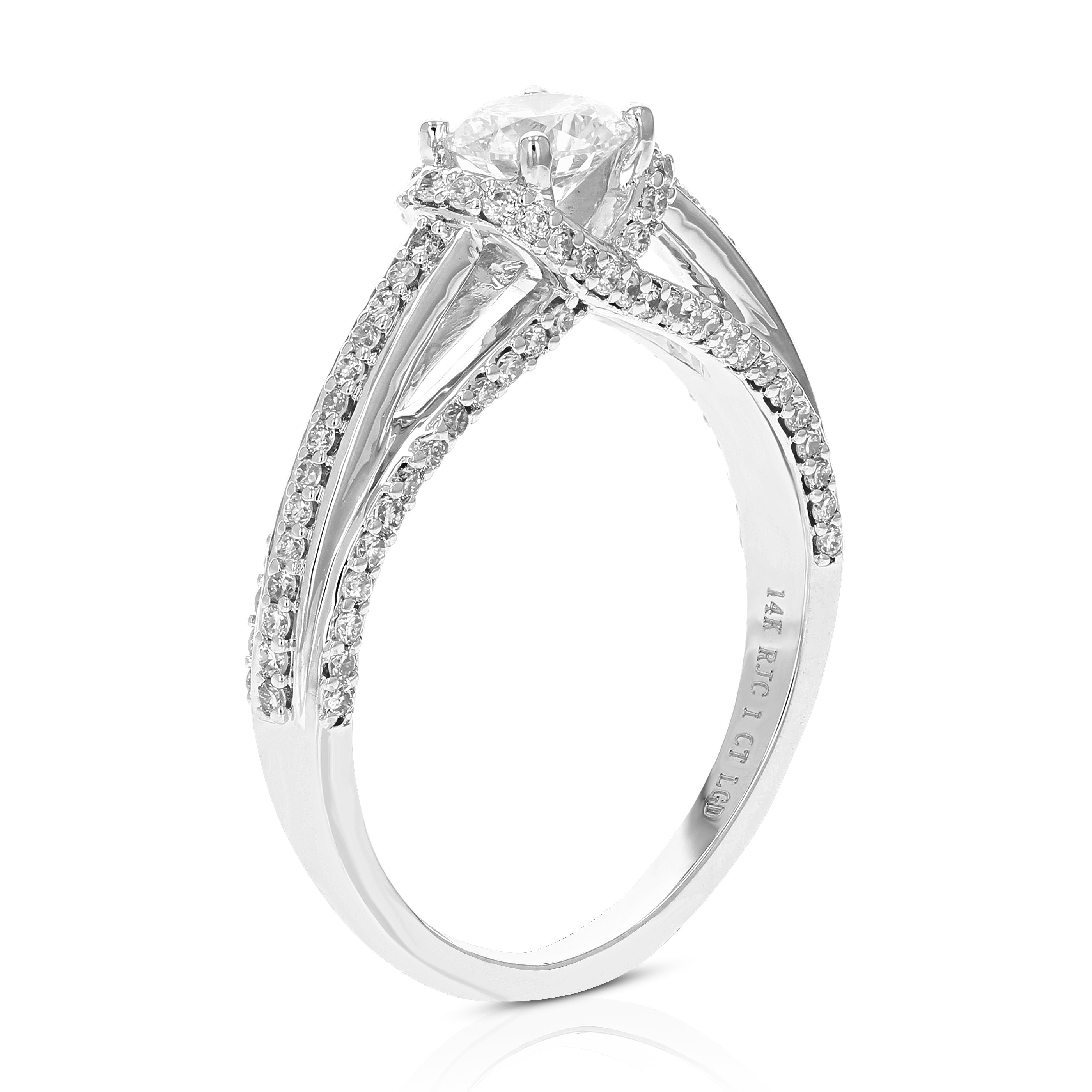 Round Split Shank Diamond Engagement Ring