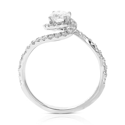 1 cttw Wedding Engagement Ring for Women, Round Lab Grown Diamond Ring in 14K White Gold, Prong Setting