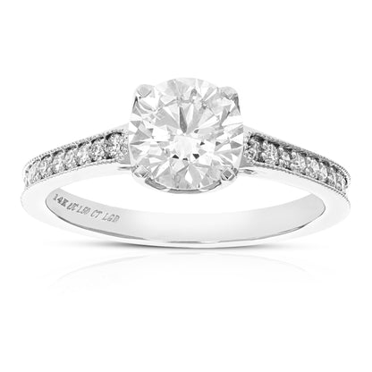 1.50 cttw Wedding Engagement Ring for Women, Round Lab Grown Diamond Ring in 14K White Gold, Prong Setting