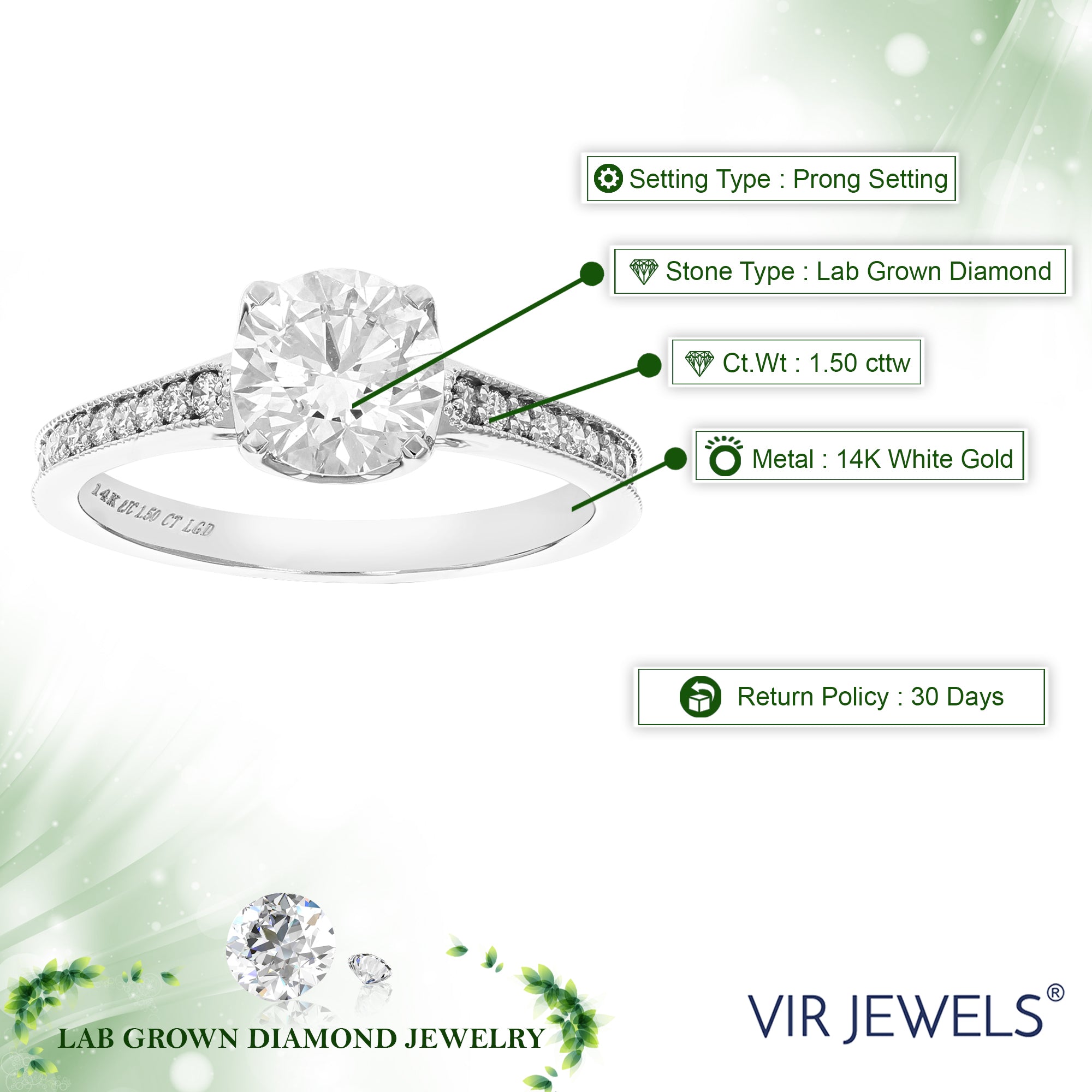 Four Prong Diamond Solitaire Ring