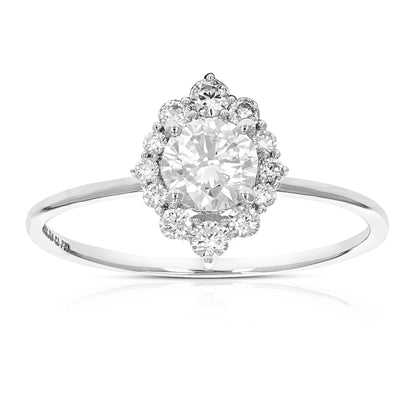 3/4 cttw Wedding Engagement Ring for Women, Round Lab Grown Diamond Ring in 14K White Gold, Prong Setting