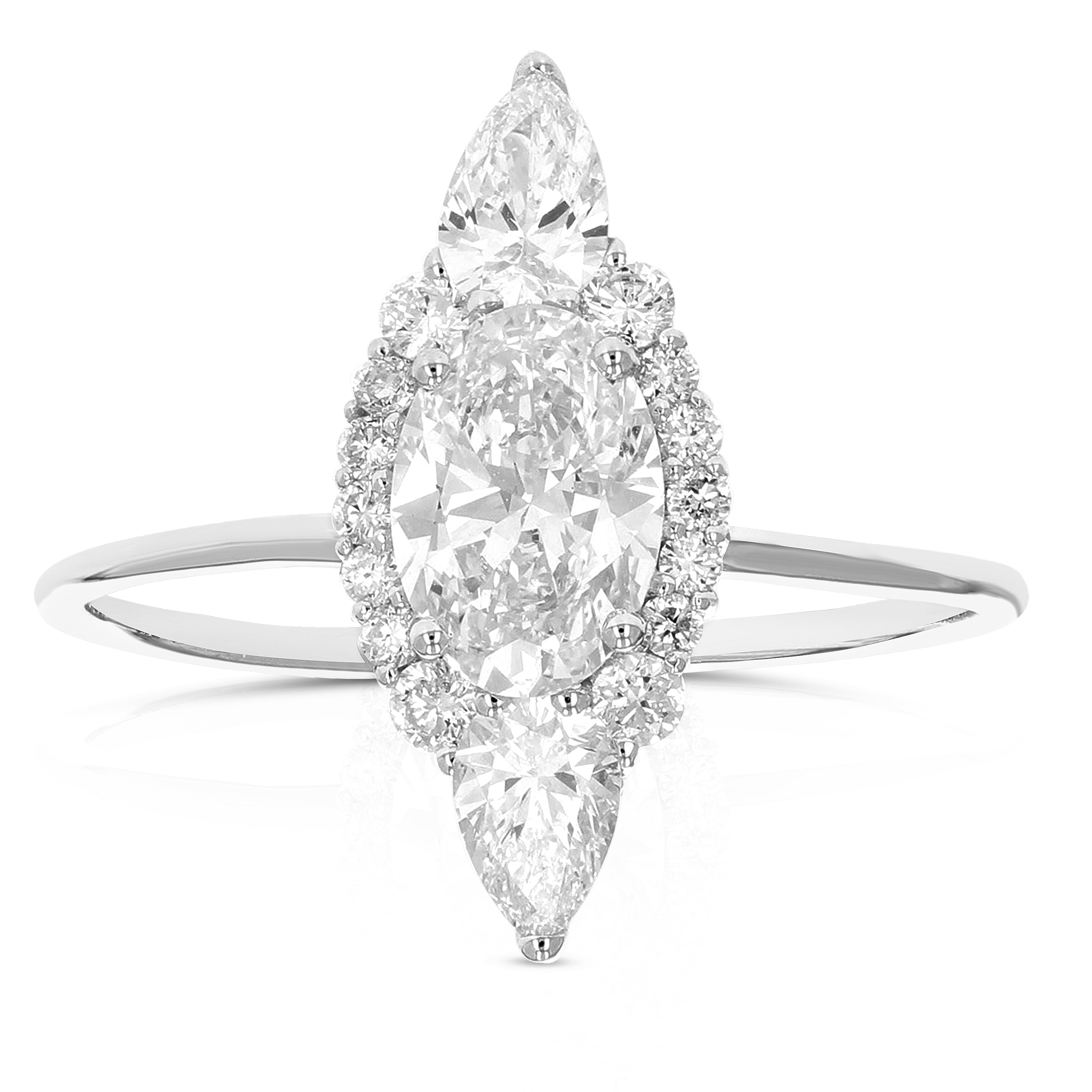 Cluster Marquise Diamond Engagement Ring