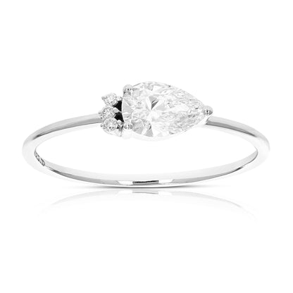 1/2 cttw Wedding Engagement Ring for Women, Round Lab Grown Diamond Ring in 14K White Gold, Prong Setting