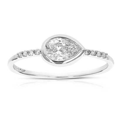 1/2 cttw Wedding Engagement Ring for Women, Round Lab Grown Diamond Ring in 14K White Gold, Prong Setting