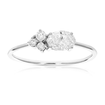 Oval Round Four Stone Engagement Ring