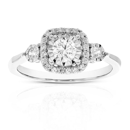 Three Stone Cushion Engagement Ring