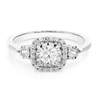 Three Stone Cushion Engagement Ring