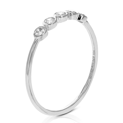 1/5 cttw Diamond Engagement Ring for Women, Round Lab Grown Diamond Engagement Ring in .925 Sterling Silver, Bezel Setting