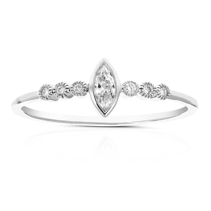 Marquise Milgrain Lab Diamond Ring