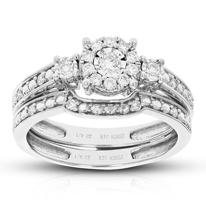 Three Stone Diamond Bridal Set