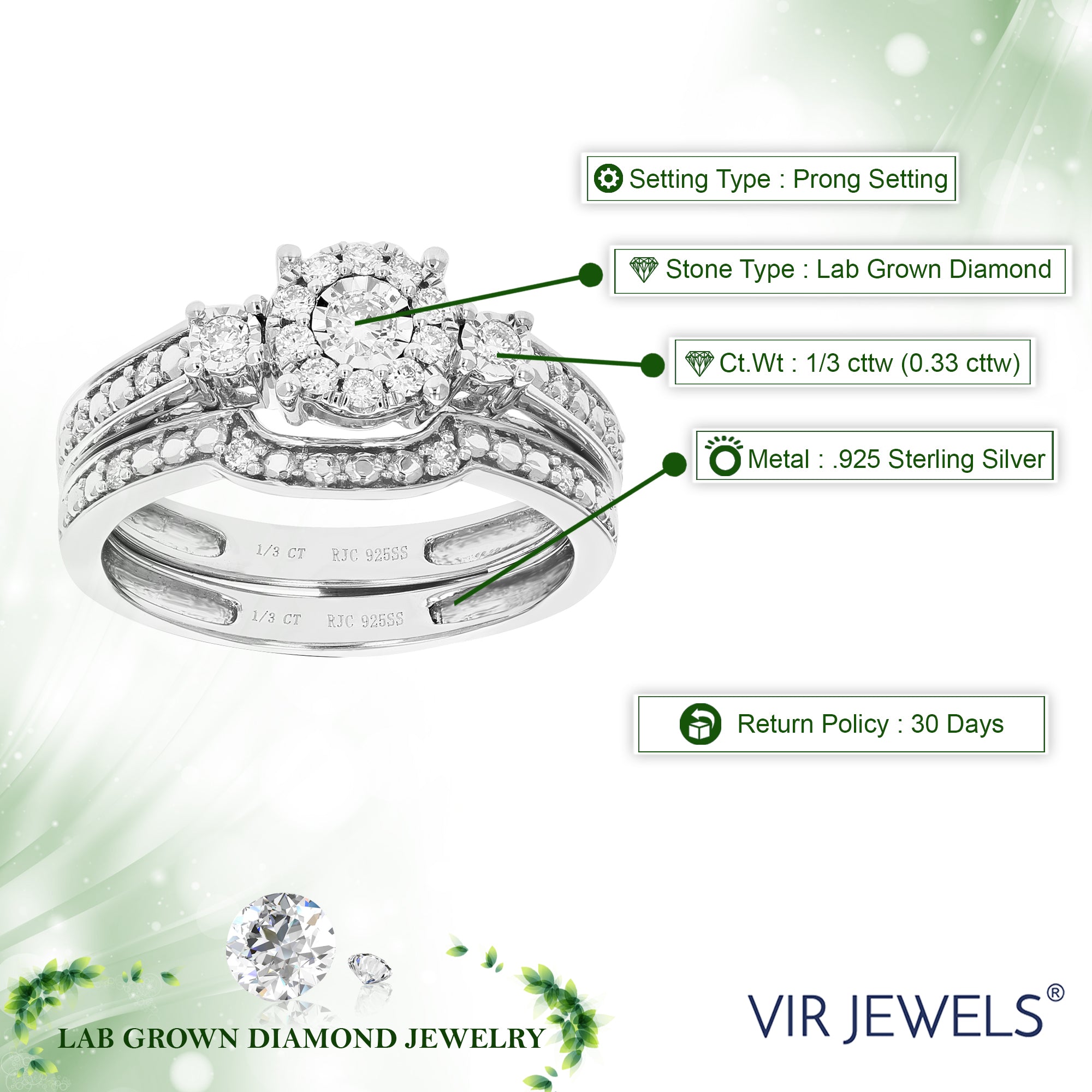Three Stone Diamond Bridal Set