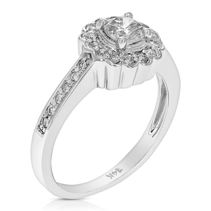 Flower Halo Diamond Engagement Ring