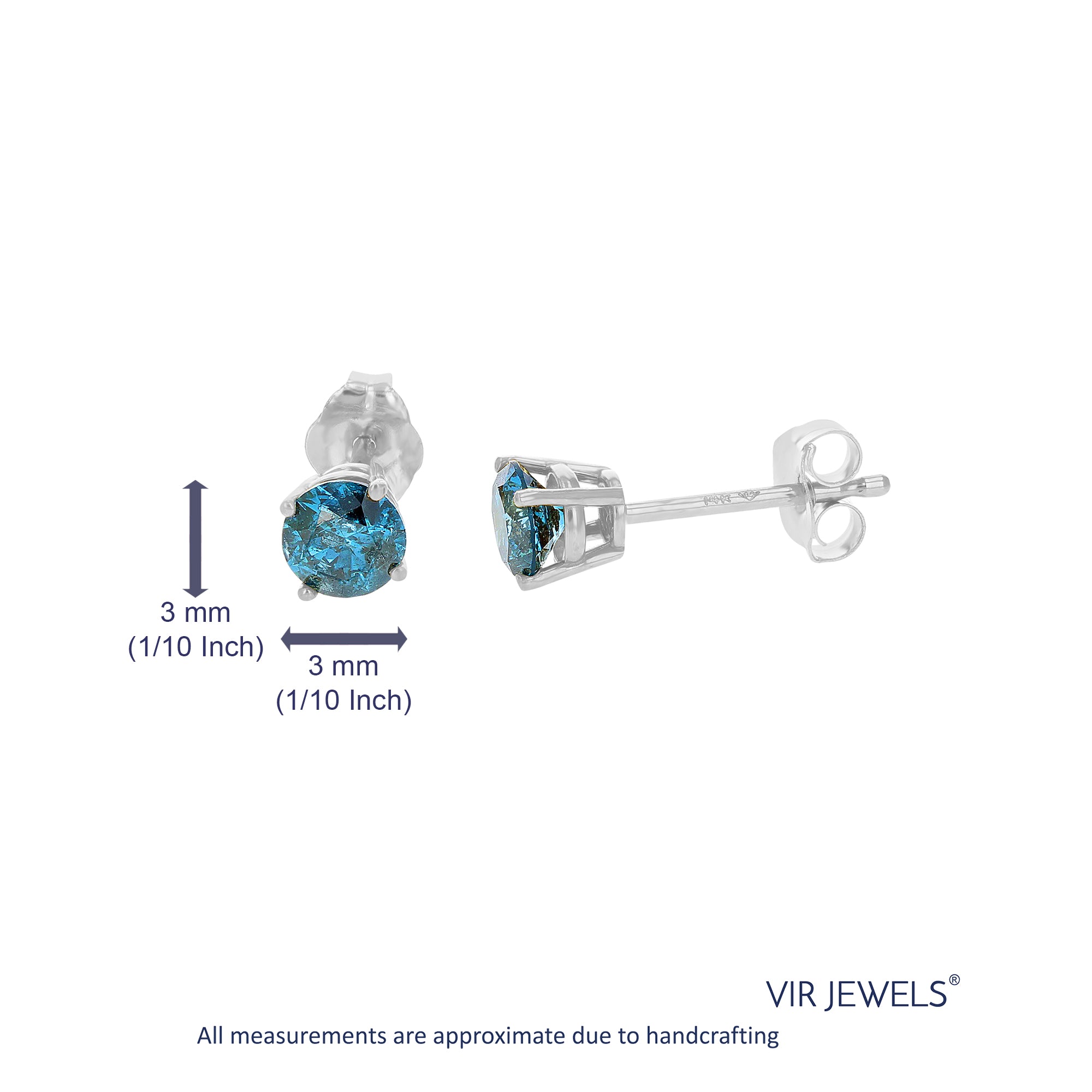 Blue Diamond Stud Earrings