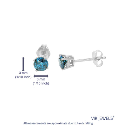 Blue Diamond Stud Earrings