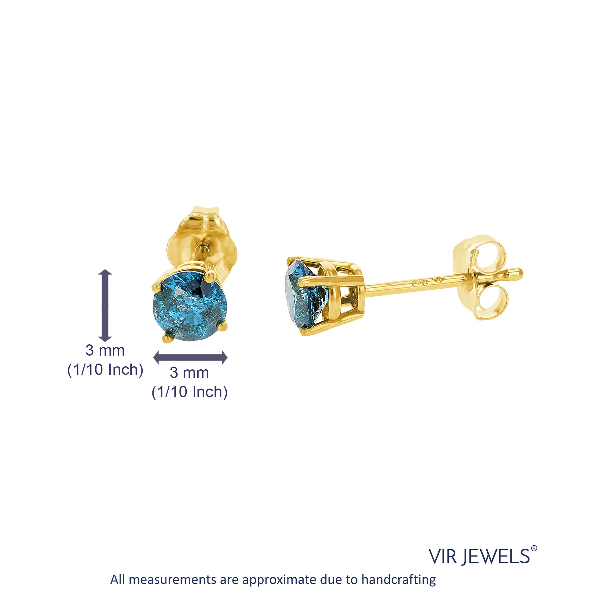 Blue Diamond Stud Earrings