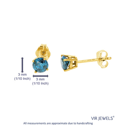 Blue Diamond Stud Earrings