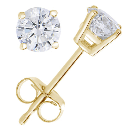 White Diamond Solitaire Stud Earrings