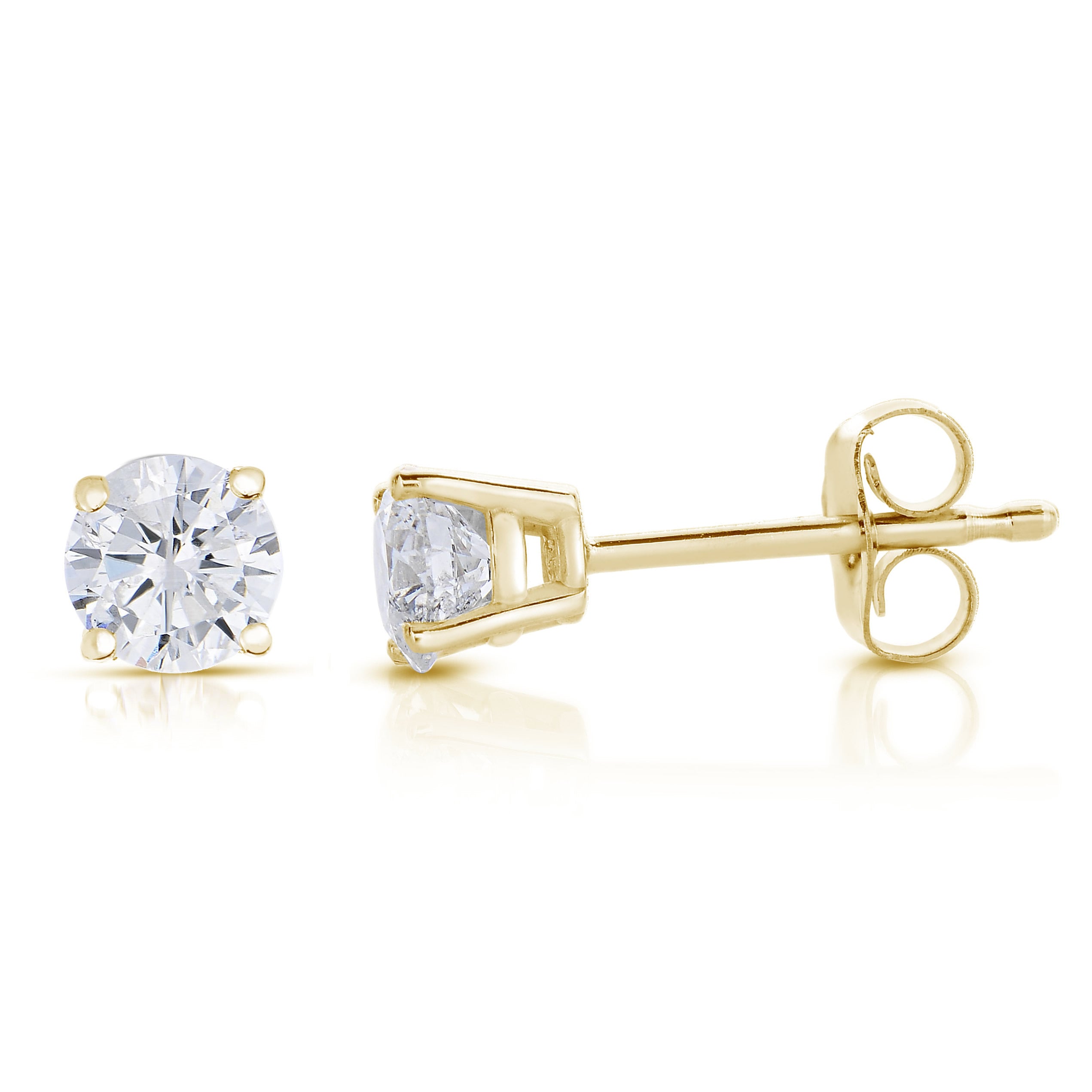 White Diamond Solitaire Stud Earrings