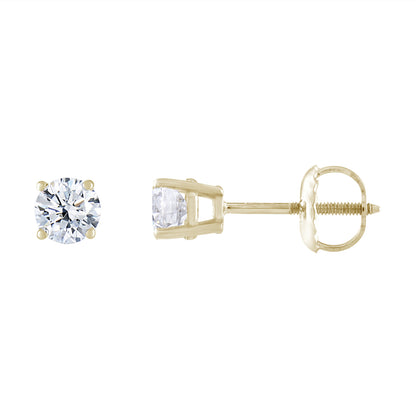 White Diamond Solitaire Stud Earrings