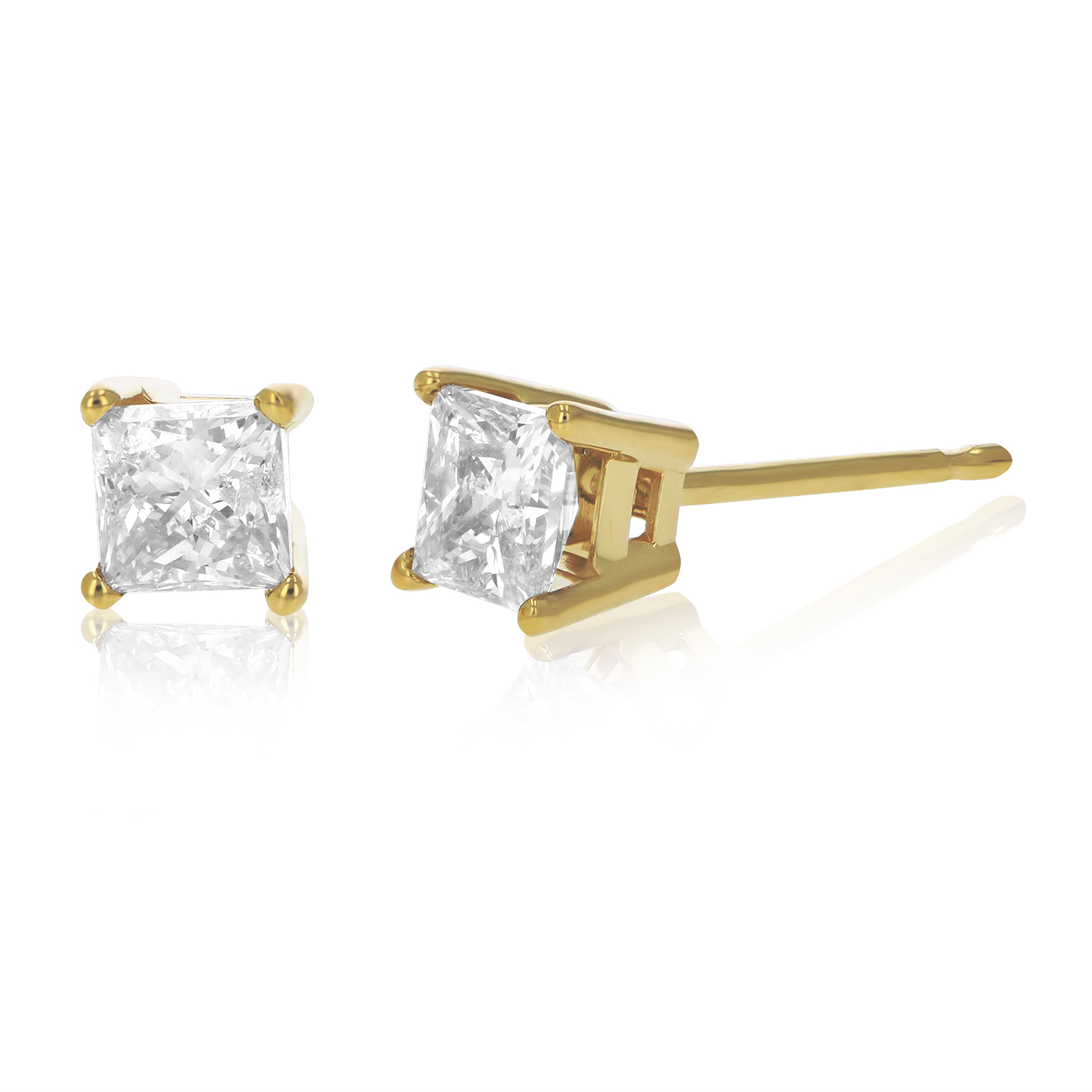 Princess Champagne Diamond Stud Earrings