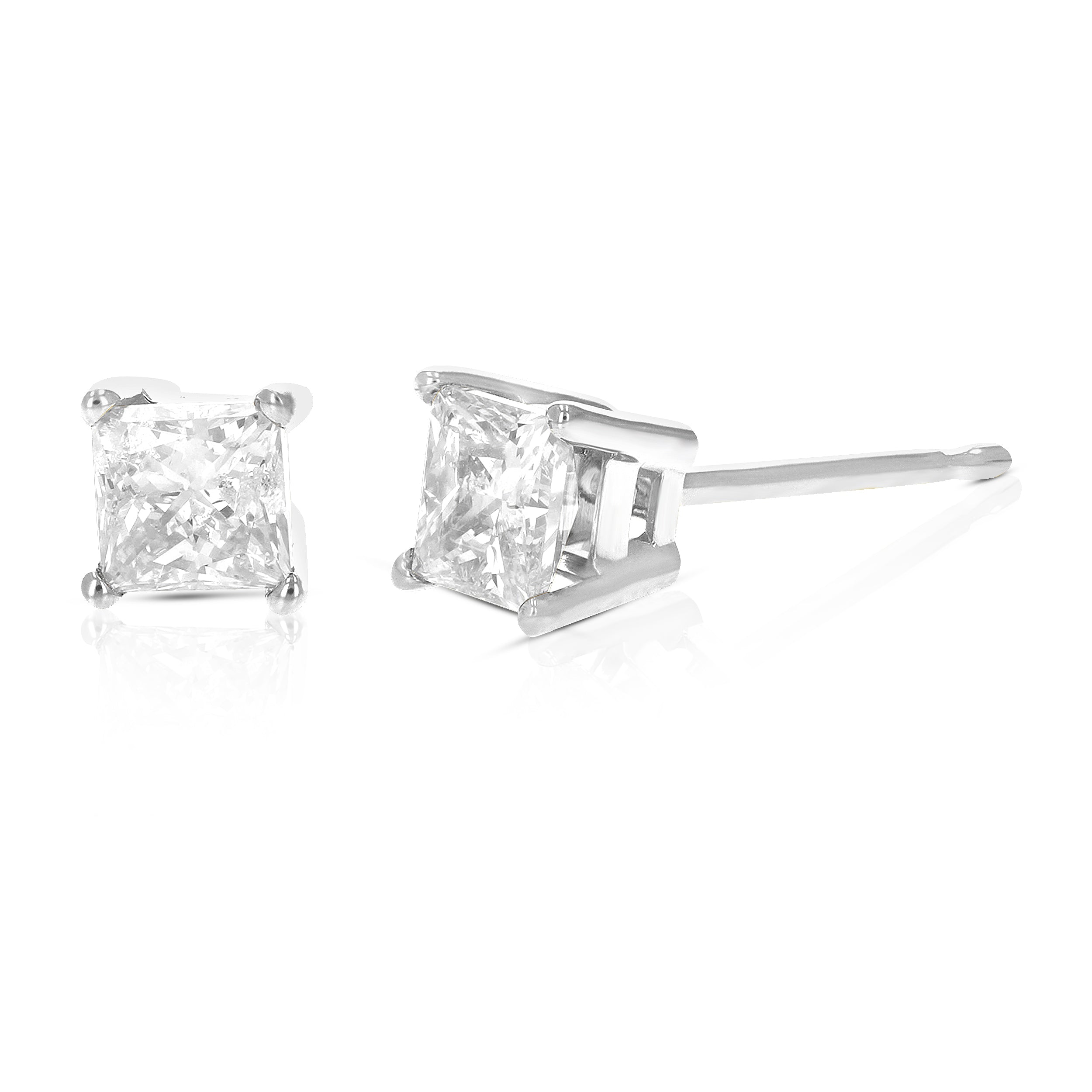 Princess Champagne Diamond Stud Earrings